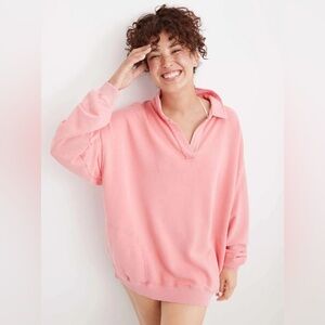 Aerie Pink Oversized Collared Sweatshirt Size L